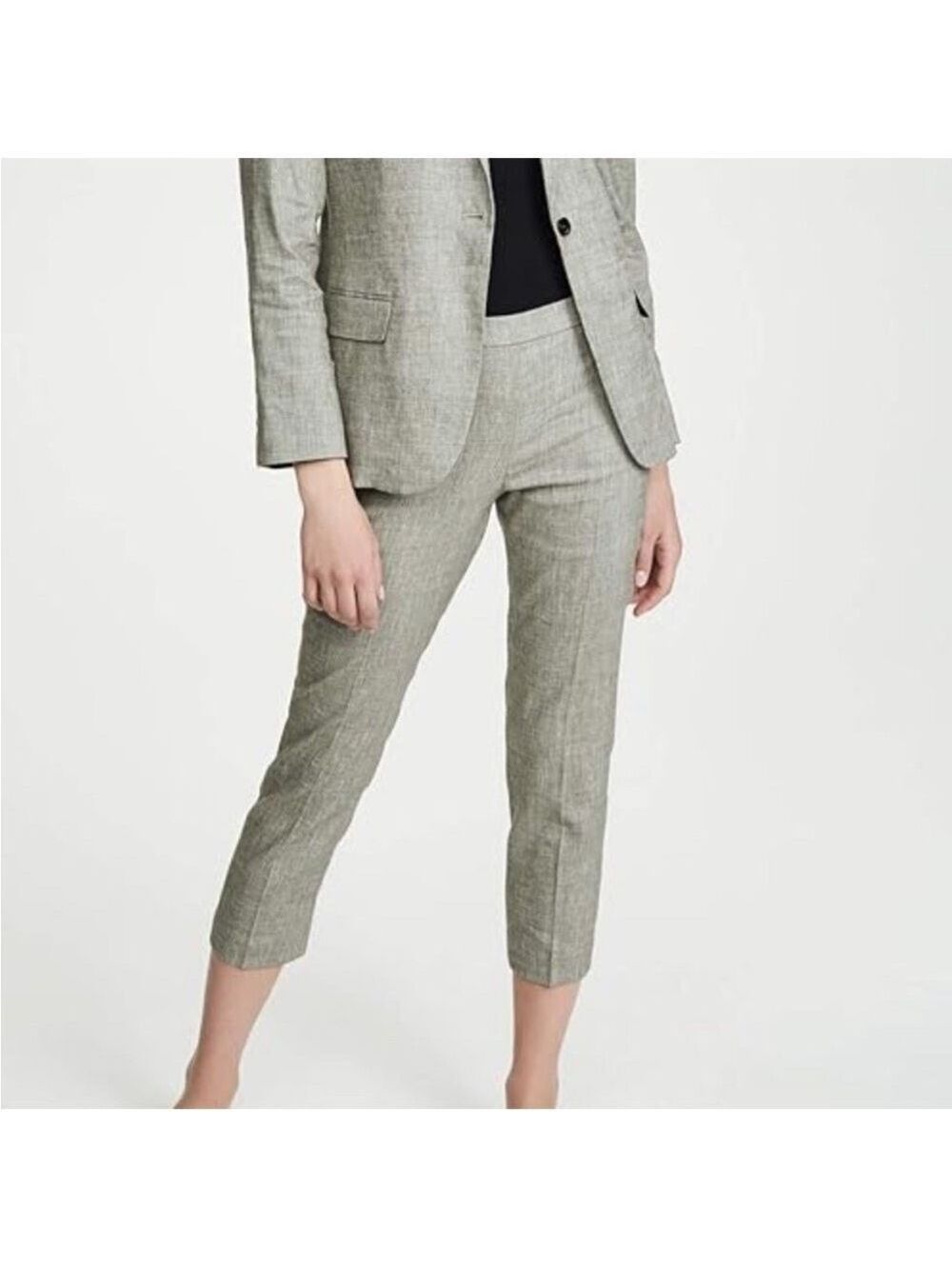 Theory Pull-On Pants Cargo Melange Eco Sharkskin Linen Blend, Size 4